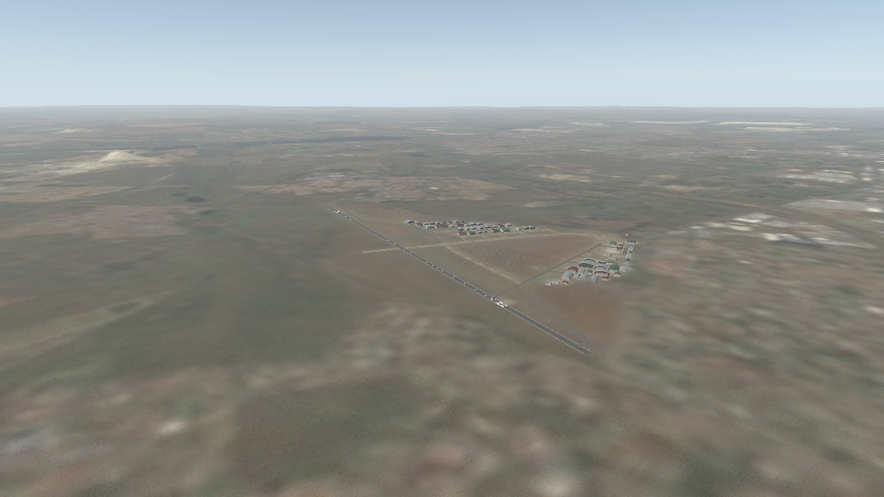 Springs airfield from the air, with the Highveld around it
